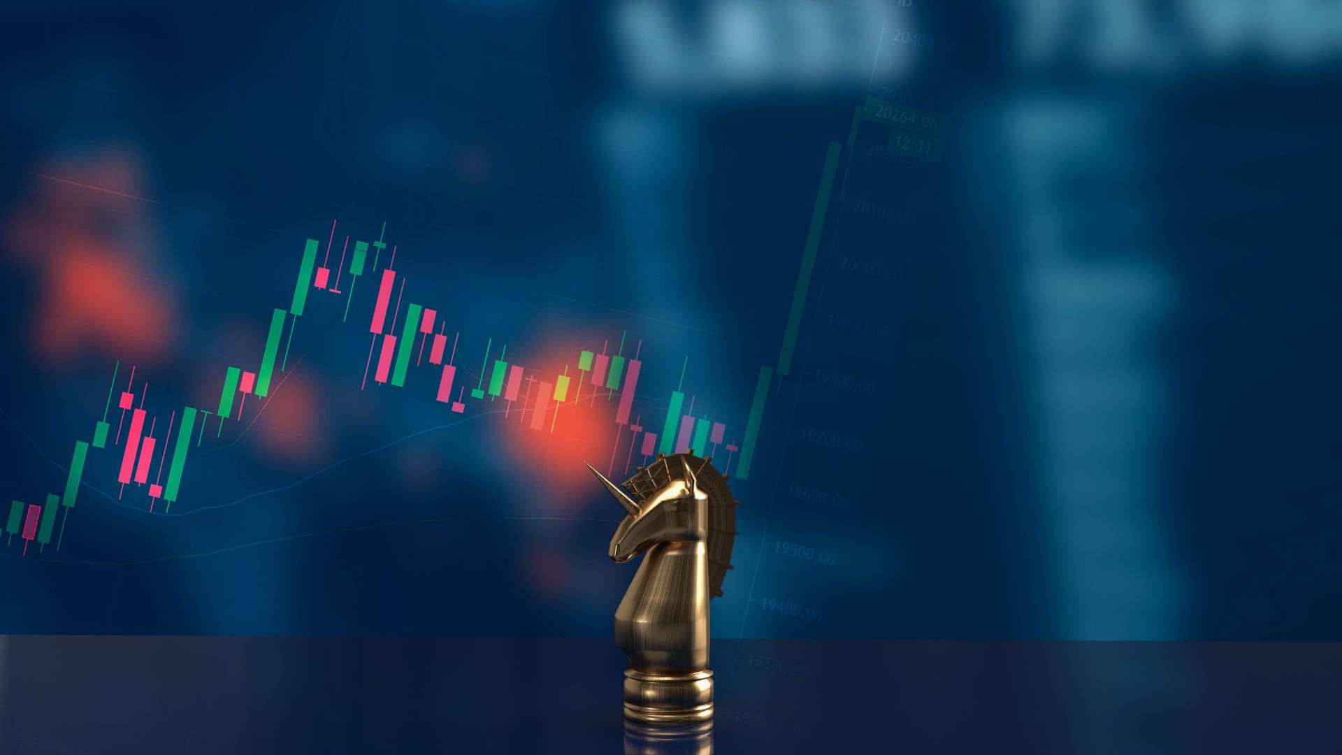 Chess piece and stock exchange image